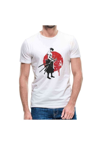 Anime One Piece Ninja Kılınç Baskılı Beyaz Erkek Tshirt