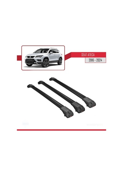 Seat Ateca 2016 Ve Sonrası İle Uyumlu Ace-1 Ara Atkı Tavan Barı Siyah 3 Adet Bar