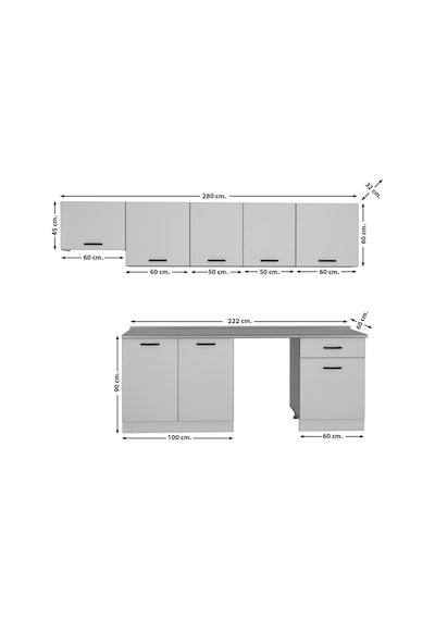 Decoraktiv Elite 280 Mdf Hazır Mutfak Dolabı - Tezgah Dahil - Naturel Ceviz