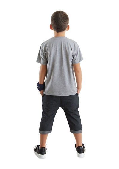 Cool Animals Siyah Erkek Çocuk Yazlık T-shirt Kapri Şort Takım