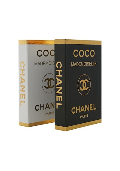 2'li Coco Siyah&beyaz Gold Dekoratif Kitap Kutu