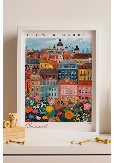 Budapeşte Macaristan Çerçeveli Tablo Seyahat Severlere Salon Ve Ofis İçin Estetik Duvar Dekoru Travel Flower Market