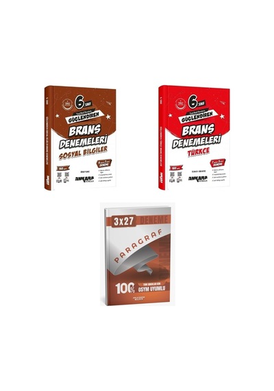 2027 Ankara 6. Sınıf Güçlendiren Branş Sosyal Bilgiler + Türkçe Deneme + Anla Kazan Paragraf Deneme 3'lü Set
