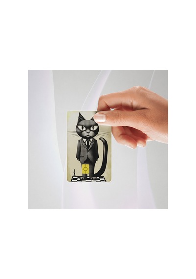 Takım Elbiseli Kedi Temalı Kredi/banka Kartı Kaplama Sticker Tekli Standart