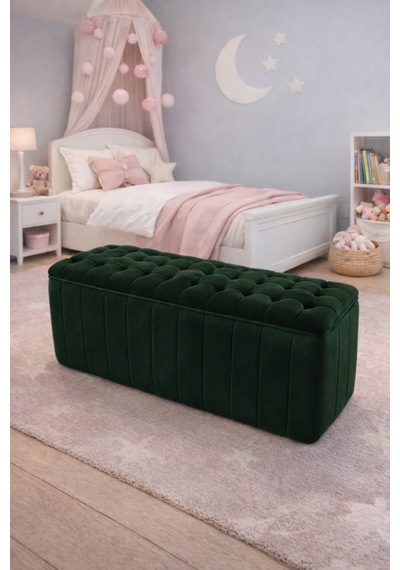 Premium Kapitone Dilimli Puf Bench, Göz Alıcı Lüks Görünüm Ve Modern Dekor İçin Üst Düzey Şıklık Haki - 863945362 Haki