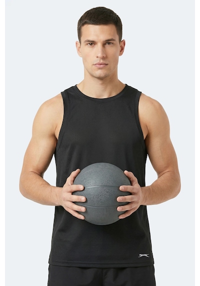 Slazenger Korba Erkek Kolsuz Siyah Tişört Siyah
