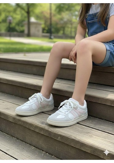 Fort Cool Berry Anatomik Rahat Cırtlı Sneaker Kız Çocuk Ayakkabı Beyaz-pudra