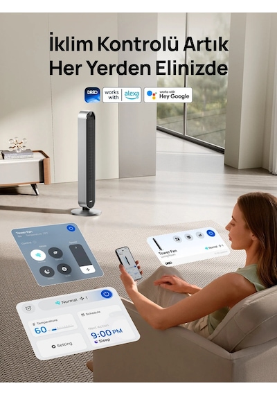 DREO Tower Fan 714S Akıllı Kule Tipi Vantilatör, 12 Hızlı, 25dB Sessiz Fan, 120° Salınımlı, WiFi ve Uygulama Kontrollü