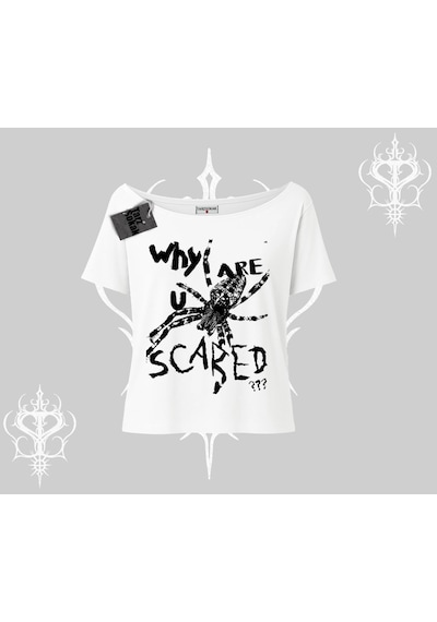 Tarzsokak Beyaz Kayık Yaka Tişört Why Are U Scared Beyaz