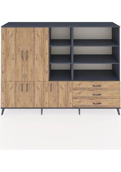Hyperion Dolap 11 Raflı 3 Çekmeceli 5 Kapaklı 220x44x163 Antrasit-çam Atlas Çam - Antrasit Hyperion Dolap 11 Raflı 3 Çekmeceli 5 Kapaklı 220x44x163 Antrasit-çam Atlas Çam - Antrasit