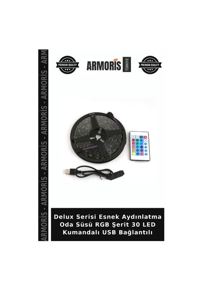 Delux Serisi Esnek Aydınlatma Oda Süsü Rgb Şerit 30 Led Kumandalı Usb Bağlantılı Çok Renkli