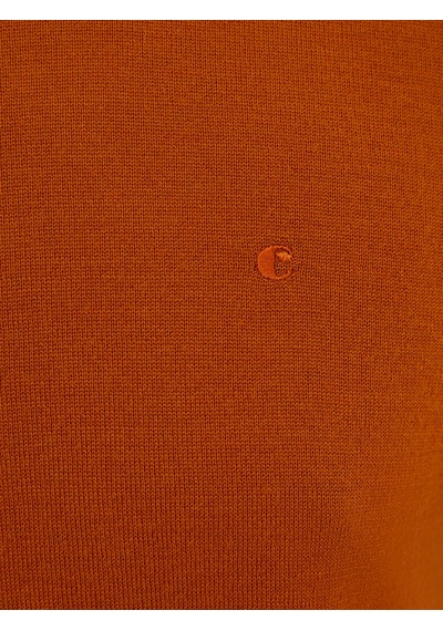 Cacharel Turuncu Slim Fit Bisiklet Yaka Basic Triko Kazak