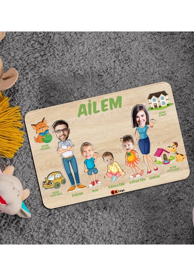 Bk Toys Çocuklara Özel Ailem Konseptli(5 Kişilik) Ahşap Eğitici Y