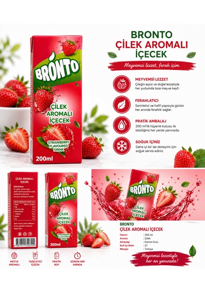Çilek Aromalı İçecek 200 Ml X 27 Adet Koli