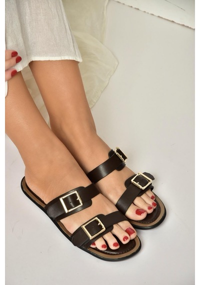 Fox Shoes Y973291109 Kahverengi Toka Detaylı Kadın Terlik Kahverengi