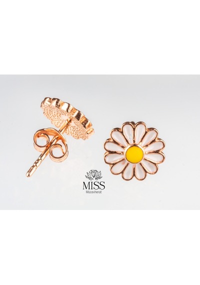 Gümüş Rose Kaplama Papatya Model Küpe