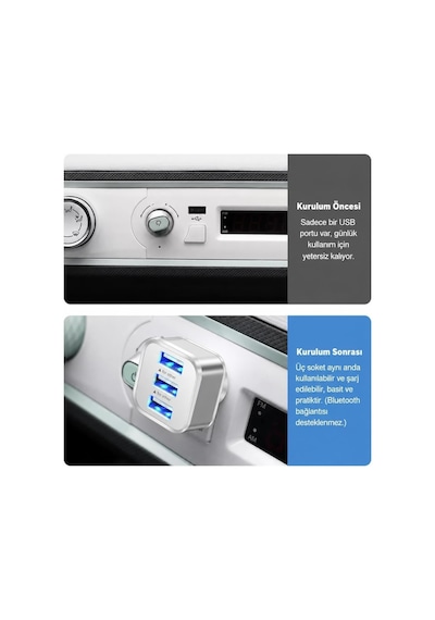 7560 Usb Hub 3 Port Çoklayıcı Adaptör Bilgisayar Laptop Araç Şarj Çoklu Çoğaltıcı