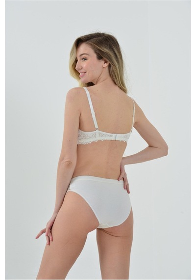 Magic Form Klasik Düz Dantel Detaylı Push Up Destekli Sütyen Ekru - 512786613 Ekru