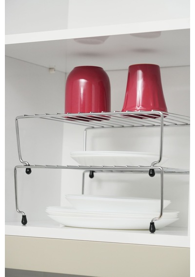 Genişletilebilir Krom Raf Dolap İçi Organizer Mutfak Ve Banyo Düzenleyici Küçük Boy Metal Gri Tr Diğer