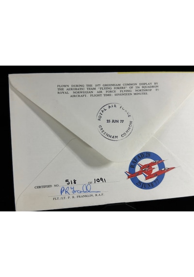 Royal Norwegian Air Force Norveç Kraliyet Hava Kuvvetleri 1977 Islak İmzalı Limited İlk Gün Zarfı