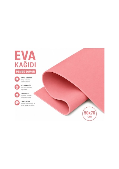 Eva Kağıt, Çiçek Yapım Eva, Dekoratif Süsleme Ve Elişi Kağıdı, 1.5 Mm - 50x70 Cm - Pembe Somon
