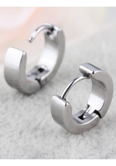 Ince Düz Halka Unisex Erkek Çelik Küpe Çifti 3 MM 2 Renk Mse8