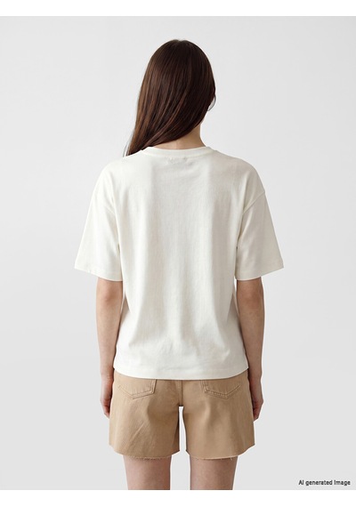 Lcw Vision Ekru Oversize %100 Pamuklu Kadın Tişört