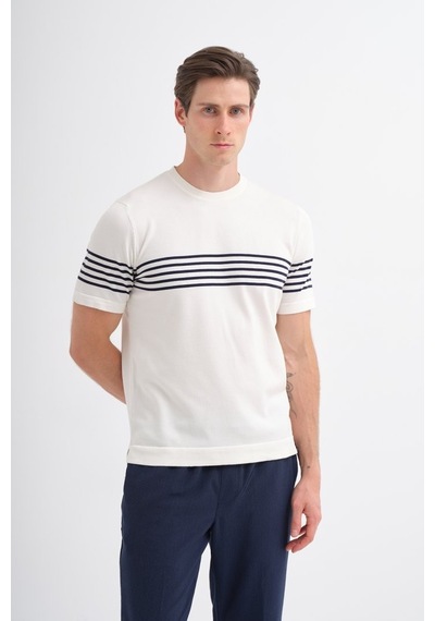 Cazador Erkek Bisiklet Yaka Triko Tshirt 30400 Ekru Ekru