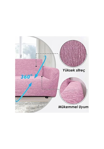 Jakarli 3+3+1+1 Lastikli Koltuk Kılıfı Esnek, Leke Tutmaz, Pudra - 815954100 Pudra