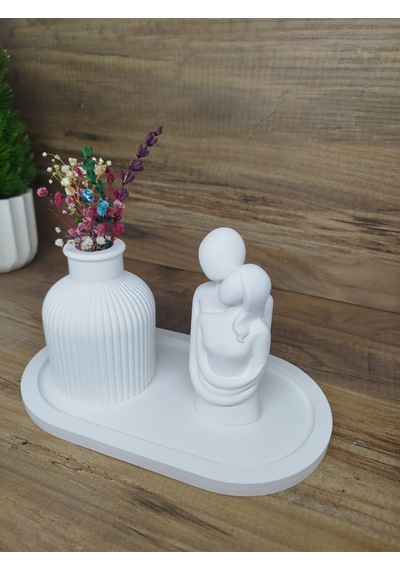 Bernami Biblo Pinterest Dekoratif 3'lü Set Oval Tabak Sarılan Çift Vazo