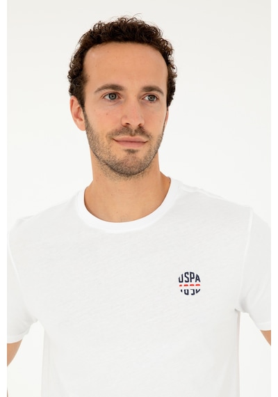 U.S. Polo Assn. Erkek Regular Fit Bisiklet Yaka Beyaz Tişört 50294329-VR013