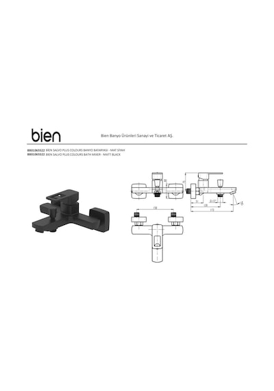 Bien BB01065522 Salvo Plus Colours Banyo Bataryası Mat Siyah