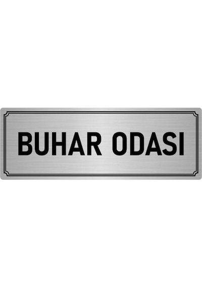 Metal Yönlendirme Levhası, Departman Kapı İsimliği Buhar Odası 10x20 cm Gümüş Renk