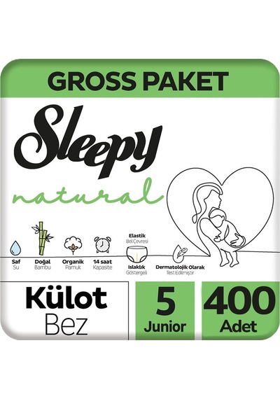 Sleepy Natural Külot Bebek Bezi 5 Beden Gross Paketi 100x4 400 Adet 5 Numara