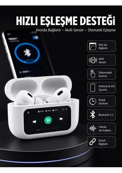Dokunmatik Ekranlı Anc/enc Yeni Nesil Pro Bluetooth Kulaklık Dokunmatik Ekran Yeni Nesil ..