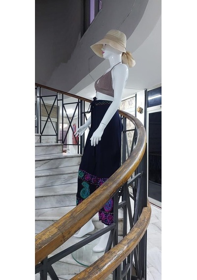 Eren Style Otantik Batik Desenli Harem Bulmaca Şalvar Pantolon 104 Cm Lacivert