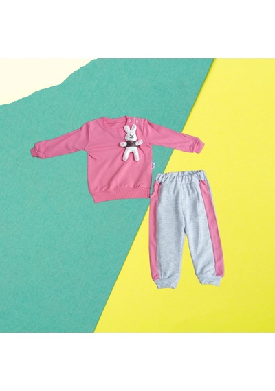 Karacon Baby Peluş Tavşan Kız Çocuk Takım Pembe