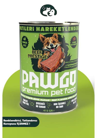 PAWGO Beef Prestige Sığır Etli Premium Yetişkin Parça Etli Köpek Maması 415 G
