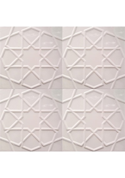 Armada Çini 20x20 Cm Rölyefli Beyaz Selçuklu Yıldız Deseni Çini K
