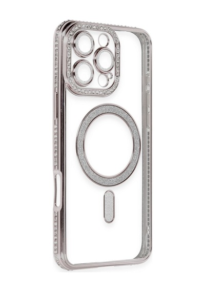 Apple Uyumlu iPhone 16 Pro Uyumlu Kılıf Joke Simli Magneticsafe Kılıf - Pembe
