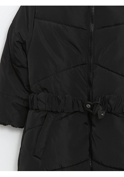 LC Waikiki Lcw Kids Yeni Siyah Kapüşonlu Kız Bebek Şişme Mont New Blaçocuk Kız