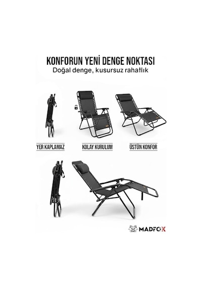 Madfox Easyrest Katlanır Şezlong Sandalye Çok Renkli