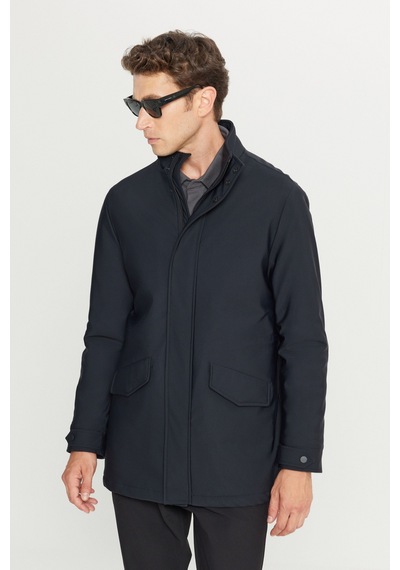 Ac&Co / Altınyıldız Classics Erkek Sıyah Standart Fit Normal Kesim Dik Yaka Kapak Cepli Kaban Siyah Ac&Co / Altınyıldız Classics Erkek Sıyah Standart Fit Normal Kesim Dik Yaka Kapak Cepli Kaban Siyah