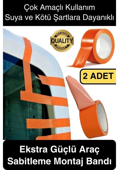 2 Adet İz Bırakmaz 50mmx 30mt Araba Montaj Bandı Oto Araç Sabitleme Bant Ekstra Güçlü Suya Dayanıklı