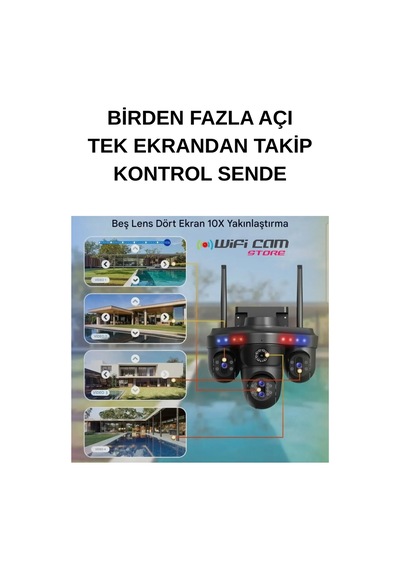 Wearfitpro Camx5 5 Kameralı 16mp 10x Zoom 3 Ptz Dönebilen Wifi Sesli Kamera İkazlı Işıklı