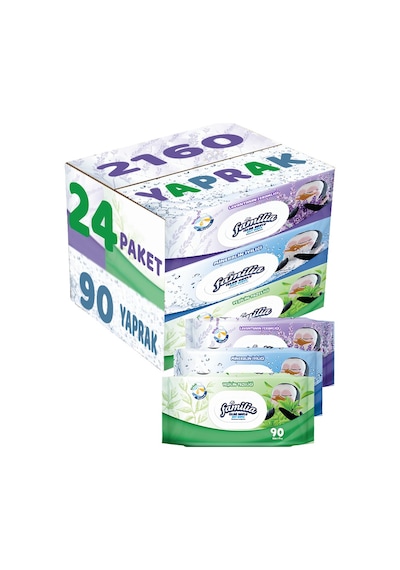 Familia Islak Havlu Mendil 90 Yaprak Karma 24 Lü Set (Lavanta-Min