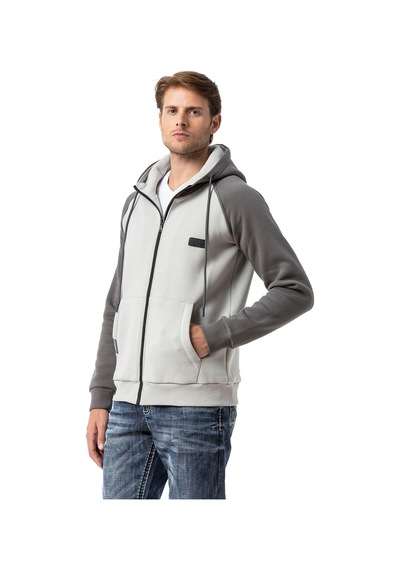 Cipo & Baxx Erkek Kapüşonlu Regular Fit Renk Bloklu Sweatshirt Cl579 Gri