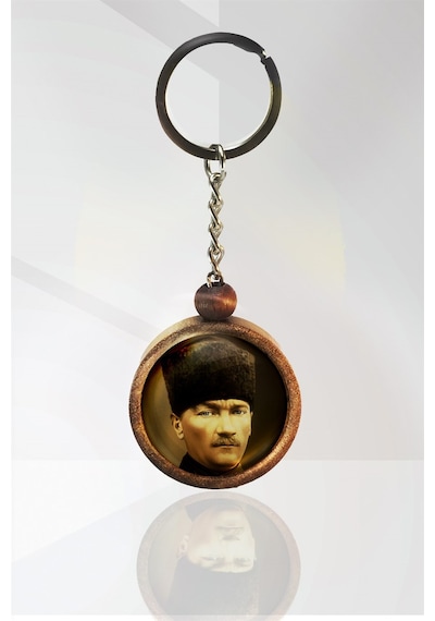 Mustafa Kemal Atatürk Ahşap Anahtarlık Tek Ebat N11.12603