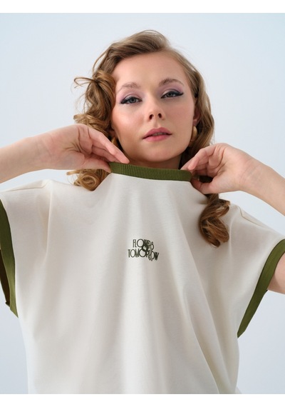 Relax Fit Kadın Tshirt K.kol Ekru