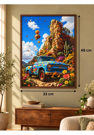 500 Parça Çiçekli Kamyon Puzzle Eğitici Ve Eğlenceli Yüksek Kalite Baskılı 48 X 33 Puzzle